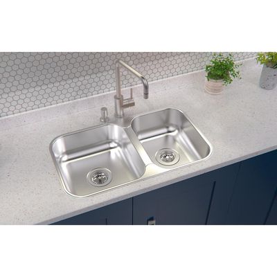 Cuba de embutir/sobrepor Tramontina Isis 2C 34-28 BS em Aço Inox Polido 69x40 com 2 Cubas