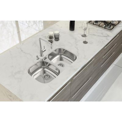 Cuba de embutir/sobrepor Tramontina Isis 2C 34-28 BS em Aço Inox Polido 69x40 com 2 Cubas