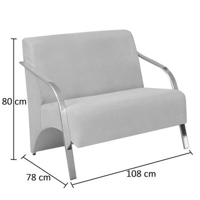 Conjunto Poltronas Vênus Braços Alumínio Suede Bege.