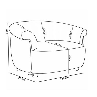 Poltrona Namoradeira Para Sala Living Orgânica Perseu M03 Bouclê Cru - Lyam Decor