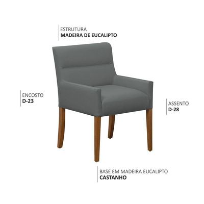 Kit 2 Cadeiras Para Mesa De Jantar Angel Base Madeira Corano Cinza - Nexta Casa