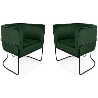 Kit 02 Poltronas Betina Base Preto Veludo Verde - Nexta Casa