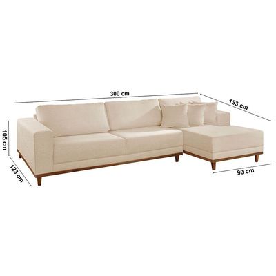 Sofá Cronos 03 Metros Chaise Lado Direito Meu Sofá Online A294 Linho Creme