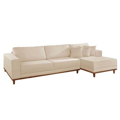 Sofá Cronos 03 Metros Chaise Lado Direito Meu Sofá Online A294 Linho Creme