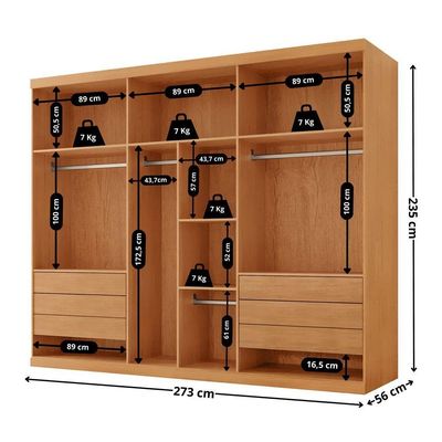 Guarda Roupa Casal Paris Mdf 6 Portas 6 Gavetas Moderna Naturalle-off White Sem Pés