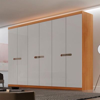 Guarda Roupa Casal Paris Mdf 6 Portas 6 Gavetas Moderna Naturalle-off White Sem Pés