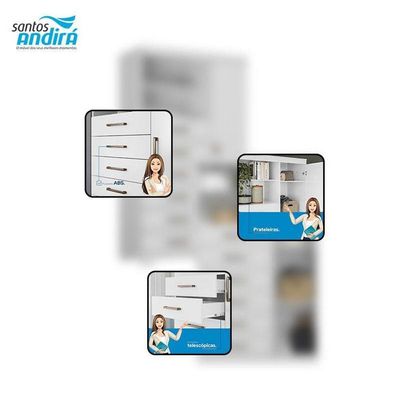Comoda 1 Porta 6 Gavetas Marabá Com Espelho E Pés Branco Brilho - Santos Andirá