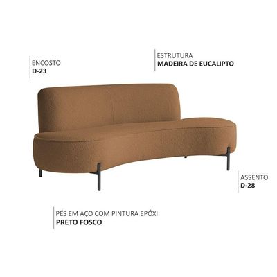 Sofá Orgânico 2 Lugares 150cm Argos Pés Preto Bouclé Terracota - Nexta Casa