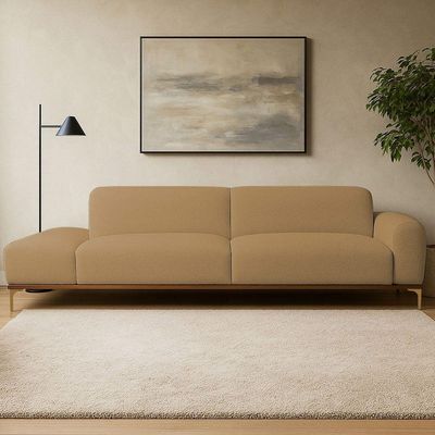Sofá Living Unne 3 Lugares 210cm Terminal Direito Bouclé Camel - Nexta Casa Cor Camel