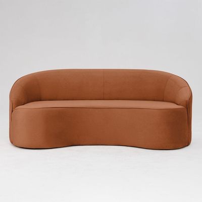 Sofá Curvo Montserrat 230cm 04 Lugares Veludo Terracota - Nexta Casa