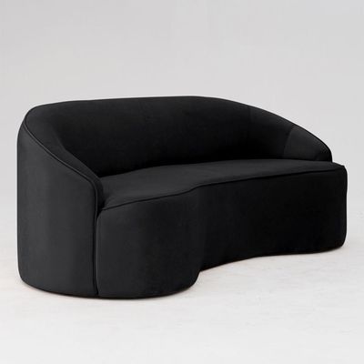 Sofá Curvo Montserrat 230cm 04 Lugares Veludo Preto - Nexta Casa