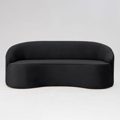 Sofá Curvo Montserrat 230cm 04 Lugares Veludo Preto - Nexta Casa