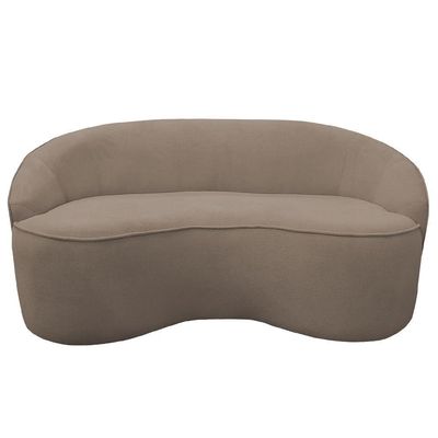 Sofá Curvo Montserrat 210cm 03 Lugares Bouclé Marrom Claro - Nexta Casa
