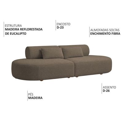 Sofá Orgânico Horizonte 4 Lugares 230cm Bouclé Marrom - Nexta Casa