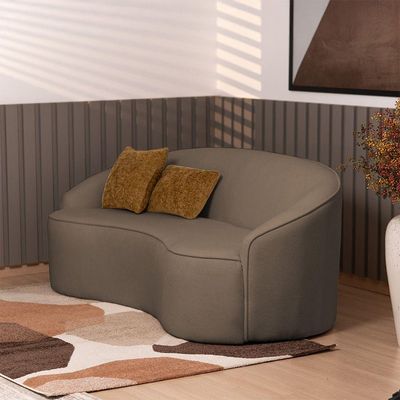 Sofá Curvo Montserrat 210cm 03 Lugares Bouclé Marrom Claro - Nexta Casa