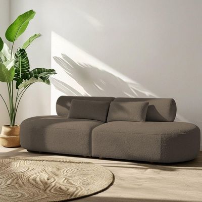 Sofá Orgânico Horizonte 4 Lugares 230cm Bouclé Marrom - Nexta Casa