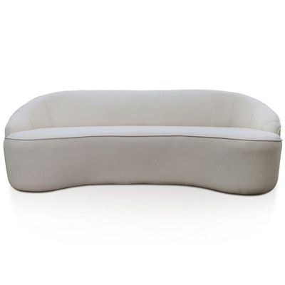 Sofá Curvo Montserrat 180cm 03 Lugares Linho Sintético Cru - Nexta Casa
