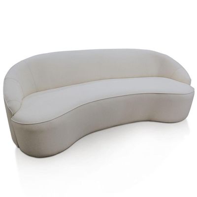 Sofá Curvo Montserrat 180cm 03 Lugares Linho Sintético Cru - Nexta Casa