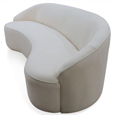 Sofá Curvo Montserrat 180cm 03 Lugares Linho Sintético Cru - Nexta Casa