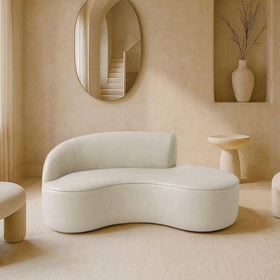 Sofá Curvo 3 Lugares 180cm Eron Braço Dir. Corano Off White - Nexta Casa
