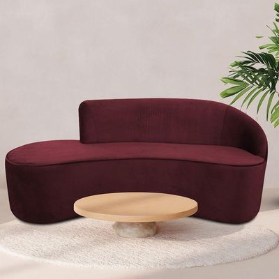 Sofá Curvo 03 Lugares 180cm Eron Braço Esquerdo Veludo Vermelho - Nexta Casa