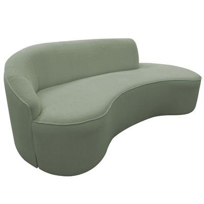 Sofá Curvo 03 Lugares 180cm Eron Braço Direito Bouclé Verde Claro - Nexta Casa