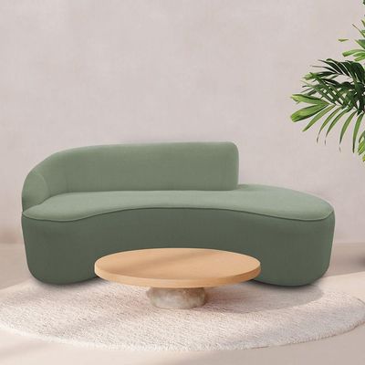 Sofá Curvo 03 Lugares 180cm Eron Braço Direito Bouclé Verde Claro - Nexta Casa