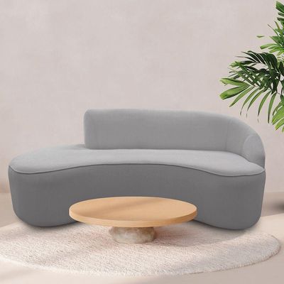 Sofá Curvo 02 Lugares 150cm Eron Braço Esquerdo Bouclé Cinza Claro - Nexta Casa