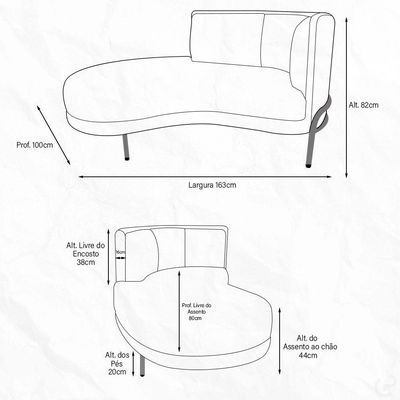 Sofá Chaise Esquerdo Sala De Estar Penélope Base Preto Veludo Azul Escuro - Nexta Casa