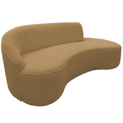 Sofá Curvo 02 Lugares 150cm Eron Braço Direito Bouclé Camel - Nexta Casa