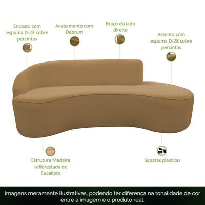 Sofá Curvo 02 Lugares 150cm Eron Braço Direito Bouclé Camel - Nexta Casa