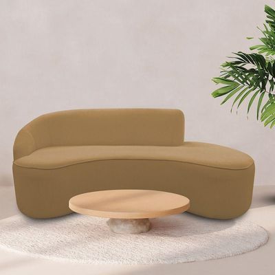 Sofá Curvo 02 Lugares 150cm Eron Braço Direito Bouclé Camel - Nexta Casa
