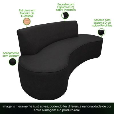Sofá 04 Lugares 230cm Mônaco Corano Preto - Nexta Casa
