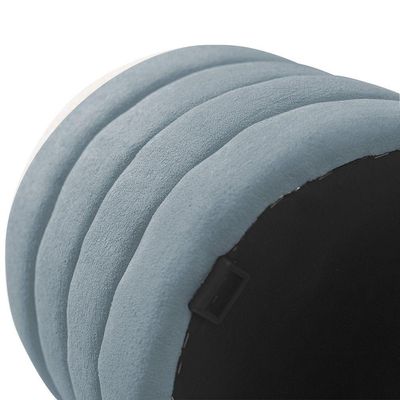 Puff Decorativo Redondo Mid Bouclé Azul Claro - Nexta Casa