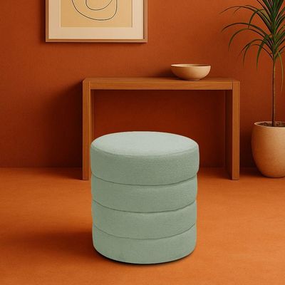 Puff Decorativo Redondo Mid Bouclé Verde Claro - Nexta Casa