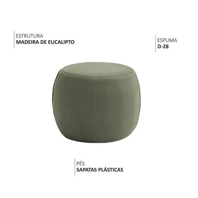 Puff Decorativo Redondo Golf 55x55cm Poliéster Verde - Nexta Casa