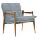 Poltrona Hermes Base Madeira Castanho Bouclé Azul Claro - Nexta Casa