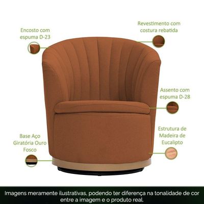 Poltrona Giratória Ouro Fosco évora Poliéster Camel - Nexta Casa