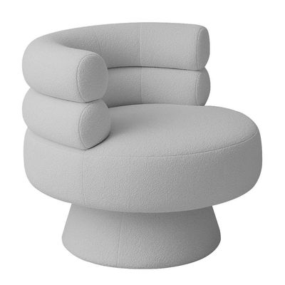 Poltrona Orgânica Mabel Base Giratória Bouclé Cinza Claro - Nexta Casa