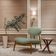 Poltrona Decorativa Yves Base Madeira Castanho Bouclé Verde Claro - Nexta Casa