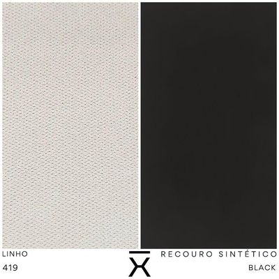 Poltrona Decorativa Turim Base Aço Preto Recouro Black Linho Off White - Nexta Casa