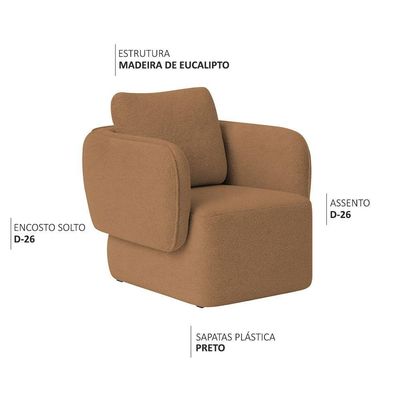 Poltrona Decorativa Sala De Estar Duna Bouclé Terracota - Nexta Casa