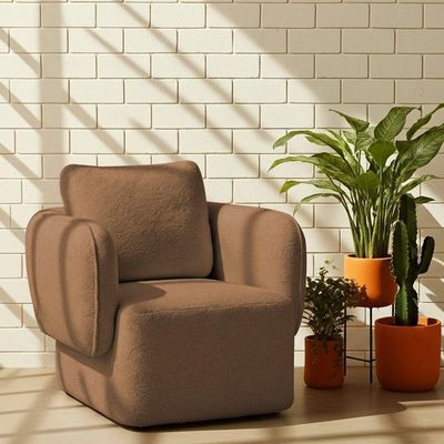 Poltrona Decorativa Sala De Estar Duna Bouclé Terracota - Nexta Casa