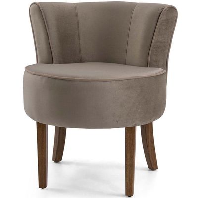 Poltrona Decorativa Para Sala De Estar Olivia Pés Fixa Veludo Marrom Claro - Nexta Casa