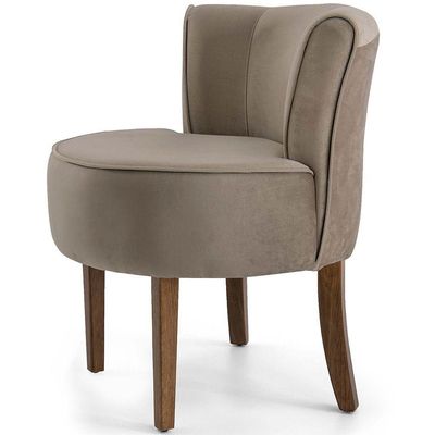 Poltrona Decorativa Para Sala De Estar Olivia Pés Fixa Veludo Marrom Claro - Nexta Casa