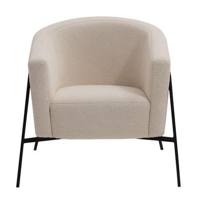 Poltrona Decorativa Maitê Base Aço Preto Bouclé Off White - Nexta Casa Cor Off White