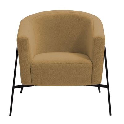 Poltrona Decorativa Maitê Base Aço Preto Bouclé Camel - Nexta Casa Cor Camel