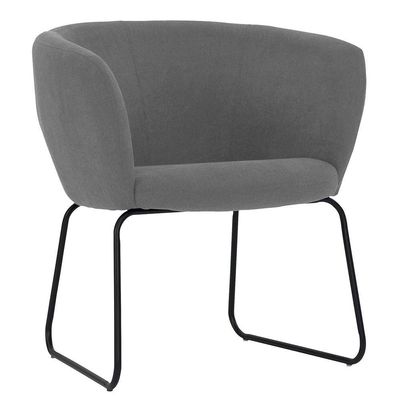 Poltrona Decorativa Isis Base Aço Preto Suede Camurça Cinza Escuro - Nexta Casa