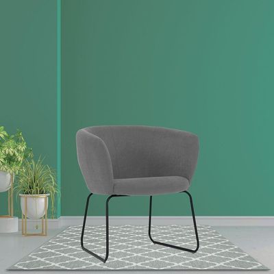 Poltrona Decorativa Isis Base Aço Preto Suede Camurça Cinza Escuro - Nexta Casa