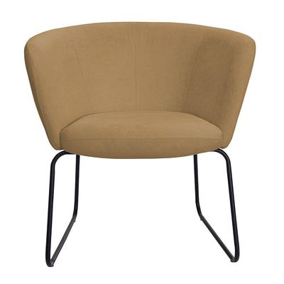 Poltrona Decorativa Isis Base Aço Preto Bouclé Camel - Nexta Casa